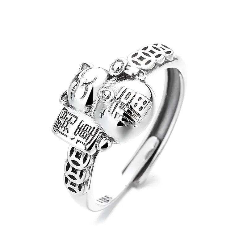 Silver Lucky Cat Ring