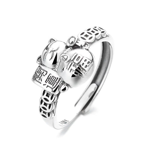 Silver Lucky Cat Ring